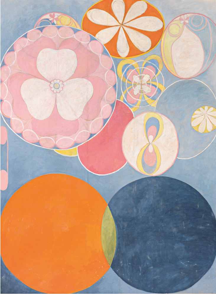 Colorful artwork by Hilma af Klint with a floral pattern